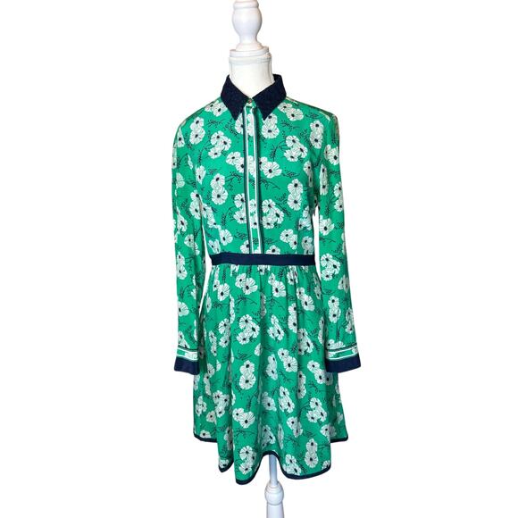 Draper James Dresses & Skirts - Draper James | Green/Blue Floral Button Front Long Sleeve Shirt Dress | 6